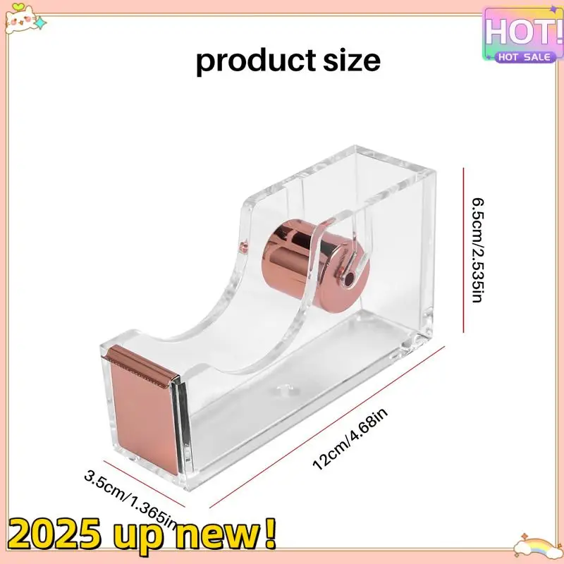 L47anew!-Deluxe Acrylic Design Office Desktop Tape Dispenser Clear Rose Gold