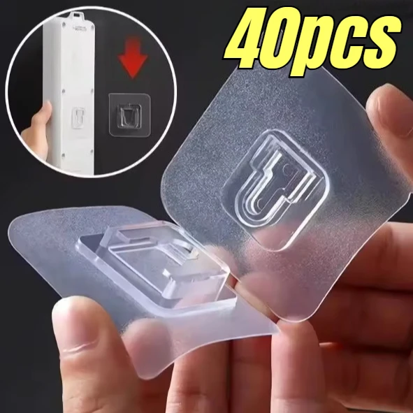 20/40pcs Transparent Waterproof Hooks, Heavy Duty Adhesive, No Drill Installation, Strong Hold for Organizing, for Kitchen