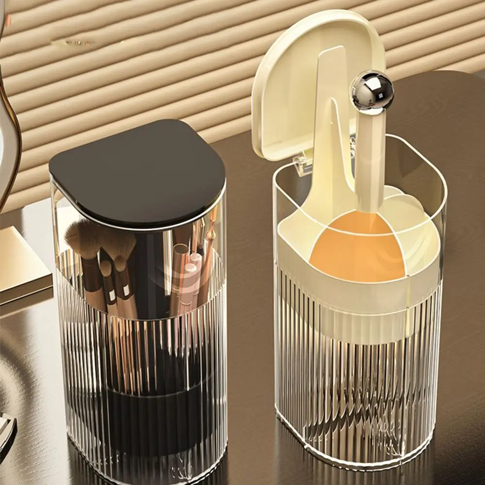 

Пыленепроницаемый автоматический подъемный держатель для кистей для макияжа с крышкой, прозрачная трубка для хранения кистей для макияжа, водонепроницаемая, экономия места