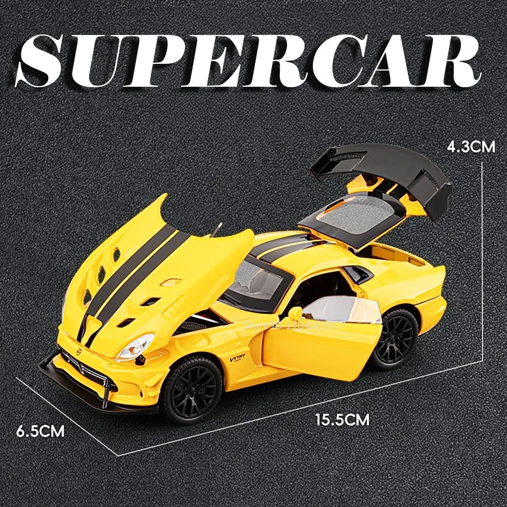 

1:32 Зарядное устройство Viper, суперкар, игрушечные модели, литой под давлением сплав, миниатюрные спортивные автомобили, звуковой свет, двери с открытым отверстием для детей, подарки