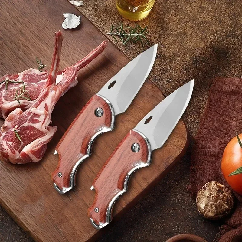 Stainless steel folding kitchen knife portable pocket knife forged butcher with bone and meat fruit fish barbecue plastic handle