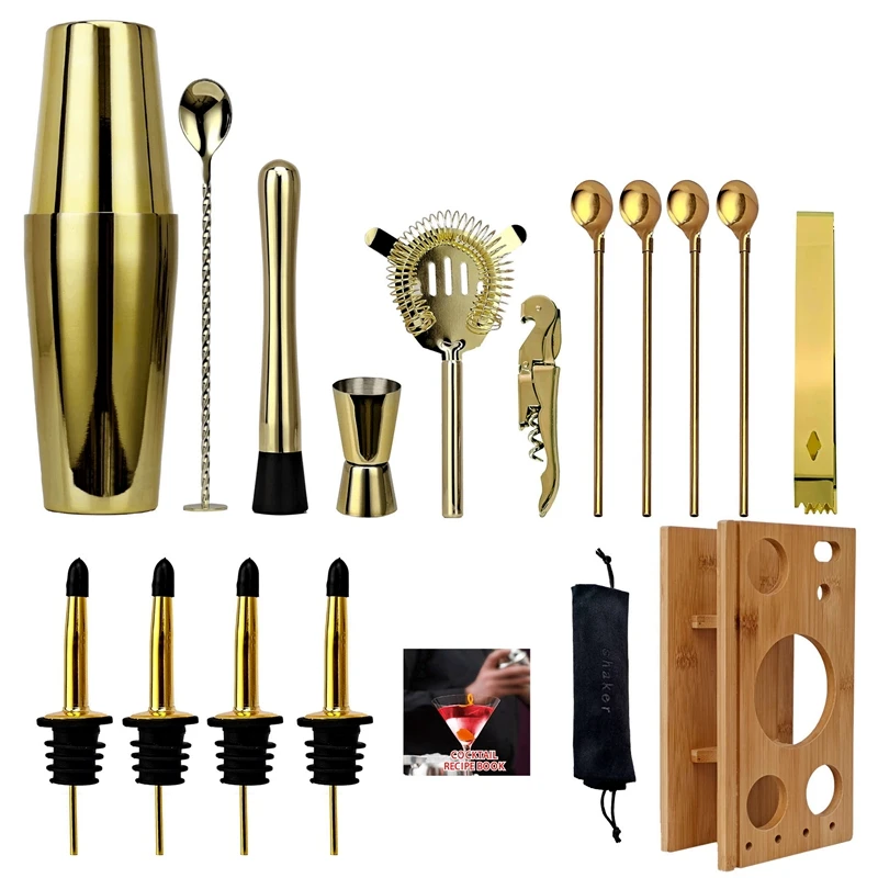 17 Piece Bar Accessories Home Bars Cocktail Shaker Set for Drinks Martini Mojito Kit Bartender Barware Tool Mini Alcohol Bar