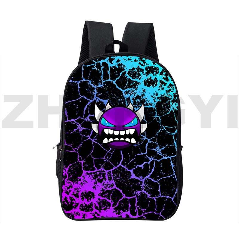 16 Inch Large Capacity 3D Angry Geometry Dash Backpacks College Laptop Back Pack Harajuku Anime Schoolbags for Women Travel Bag