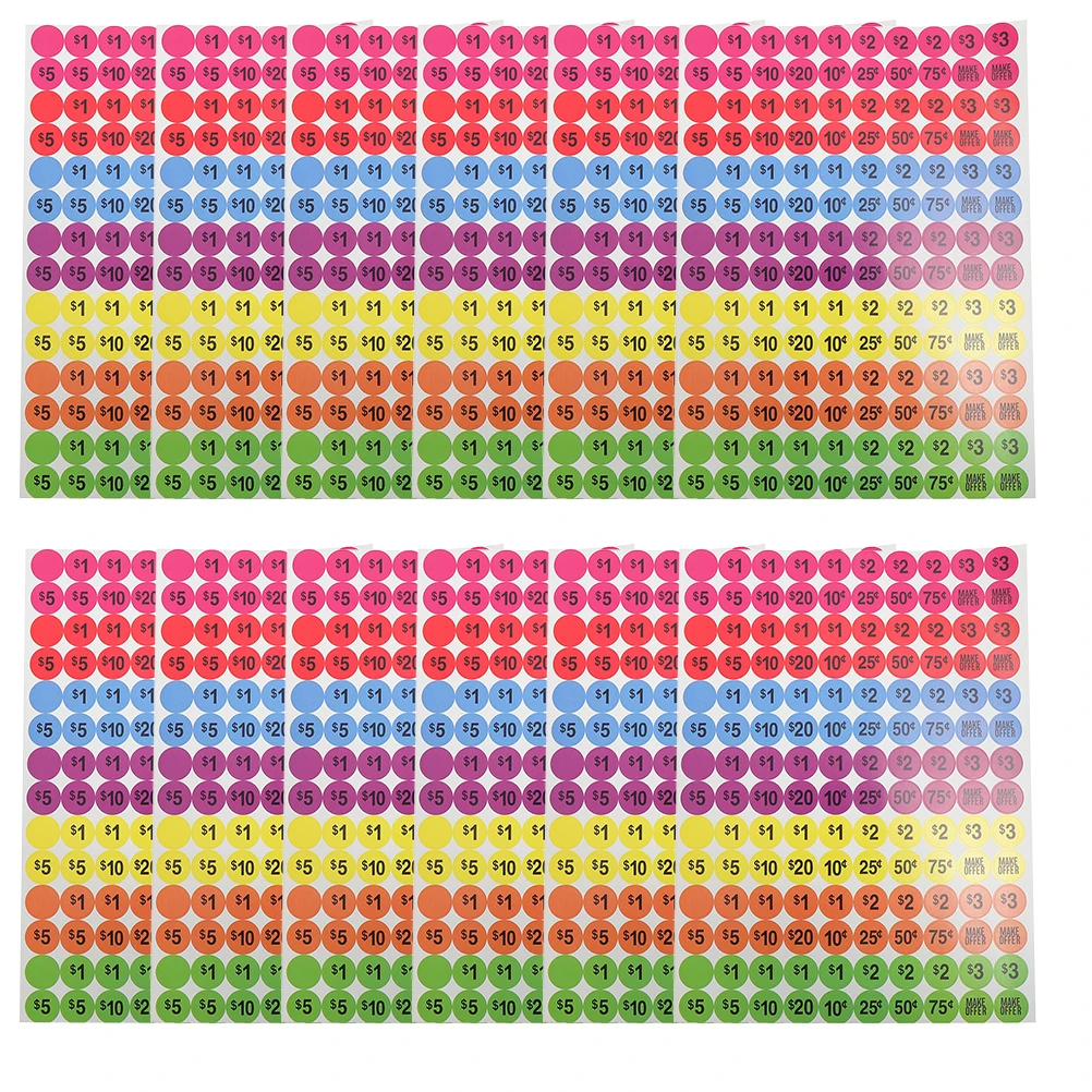 

20pcs Paper Price Tags Bright Round Commodity Labels Neon Number Tags For Supermarkets Retail Stores Market Sales