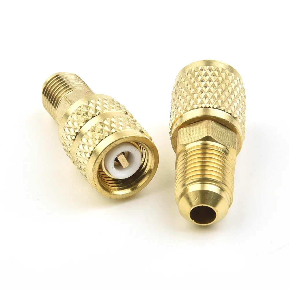 2PCS Vacuum Pumps Brass Adapters R410a Adapters 5/16 SAE F Quick Couplers To 1/4 SAE For Air Conditions Quick Coupling