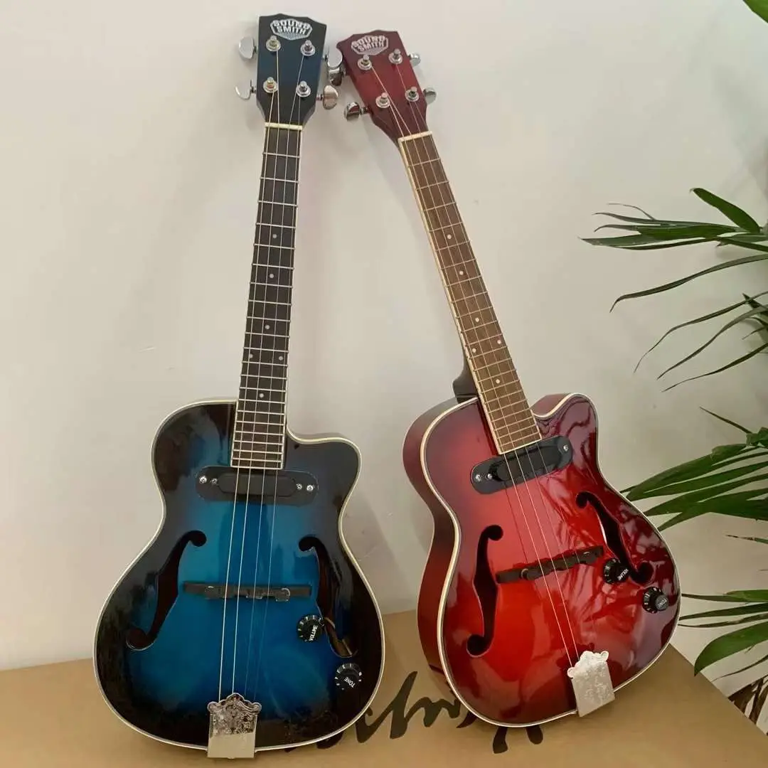 free shipping travel size electric guitar hard rock guitar professional violin 4 string jazz style custom guitar