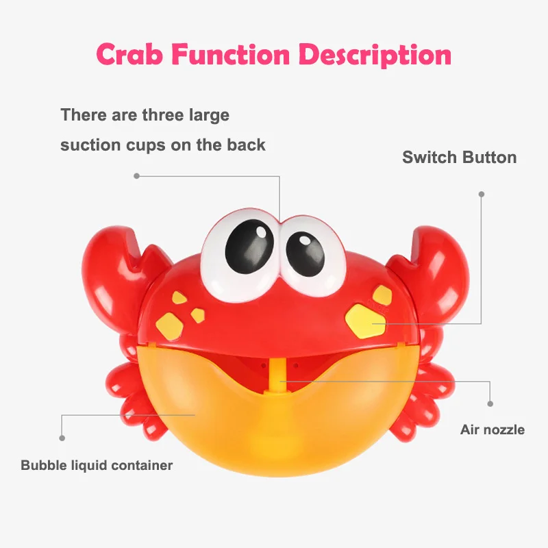 Electric Crab Bubbles Machine Kids Bath Bubble Frog Swimming Pool Bathroom Water Play Baby Bath Toy Bathtub Toys for Children