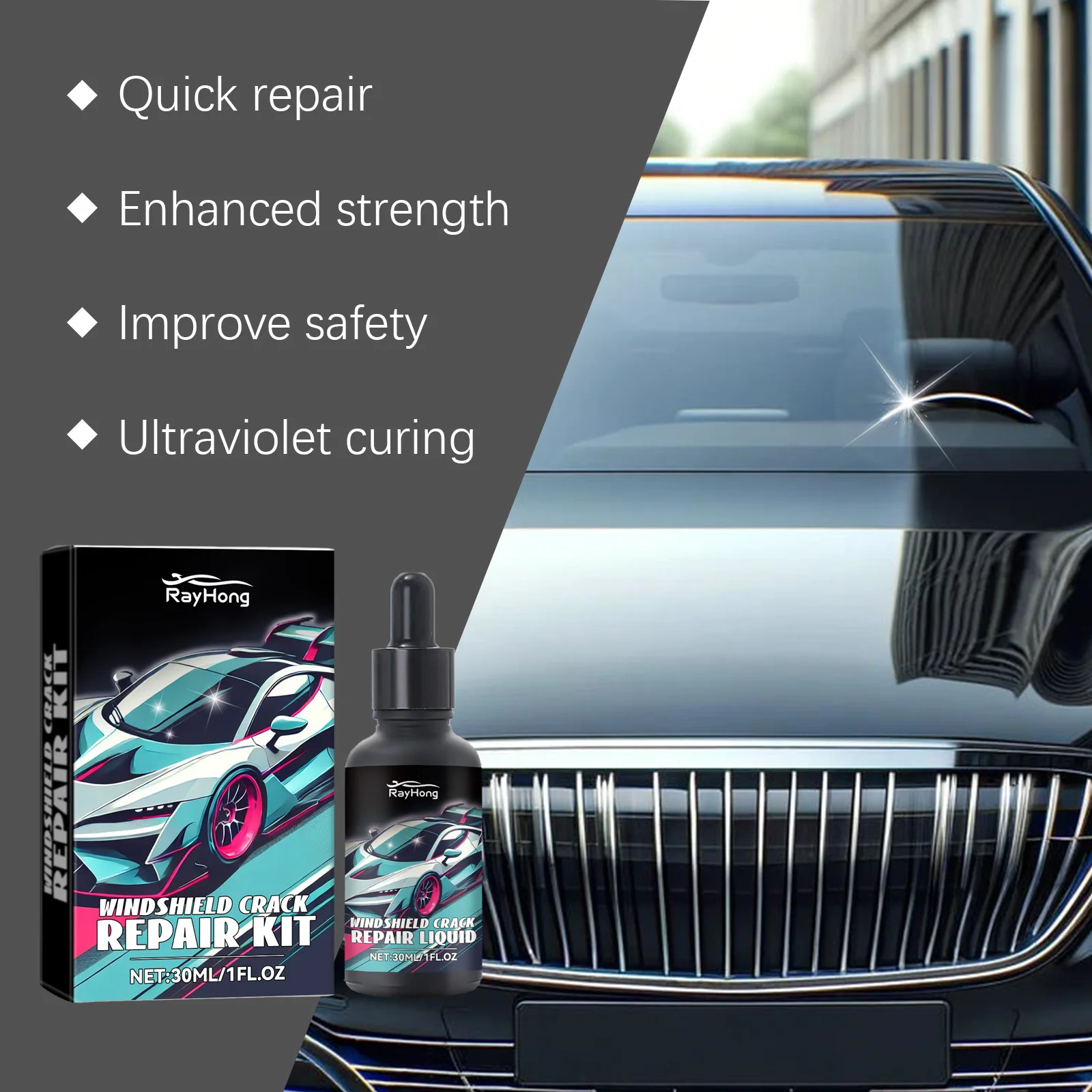 طقم تصليح الزجاج الأمامي لتقوم بها بنفسك إصلاح الكراك توفير 300 دولار النتائج المهنية رقاقة الحجر إصلاح الزجاج الأمامي الراتنج إصلاح غير مرئي 30 مللي #3