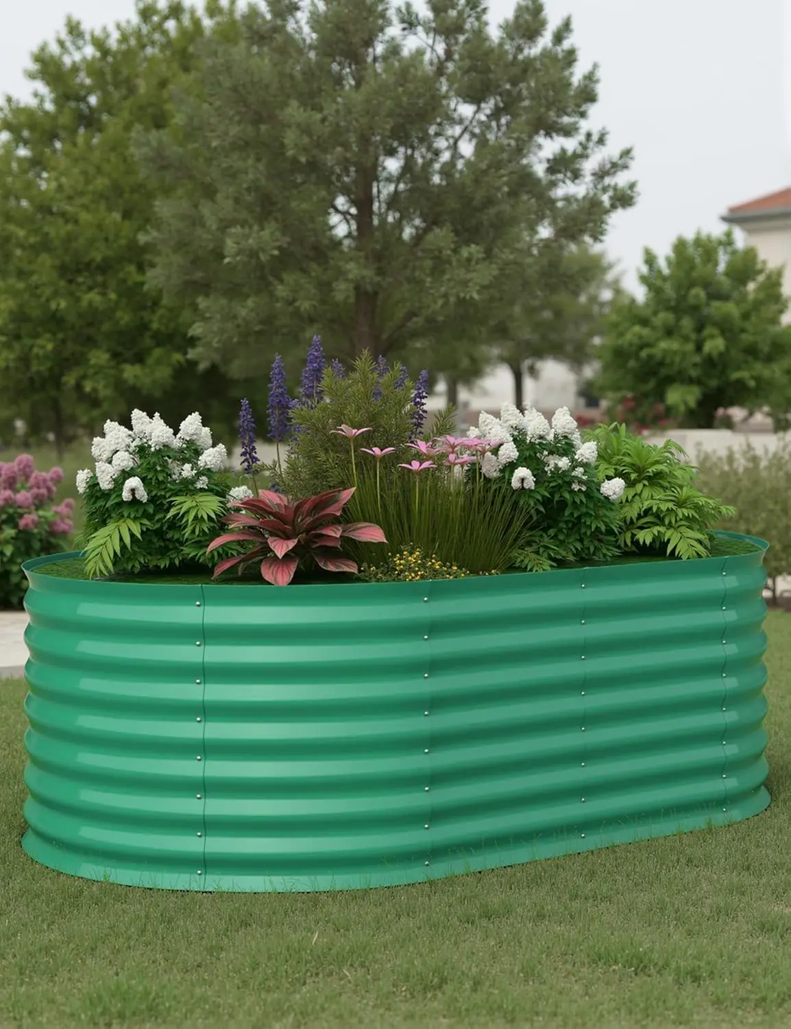 

6x3x2ft Galvanized Raised Garden Bed - 24\u201c Tall Metal Planter Box for Vegetables, Flowers, Herbs, Rust-Resistant Outdoor Ga