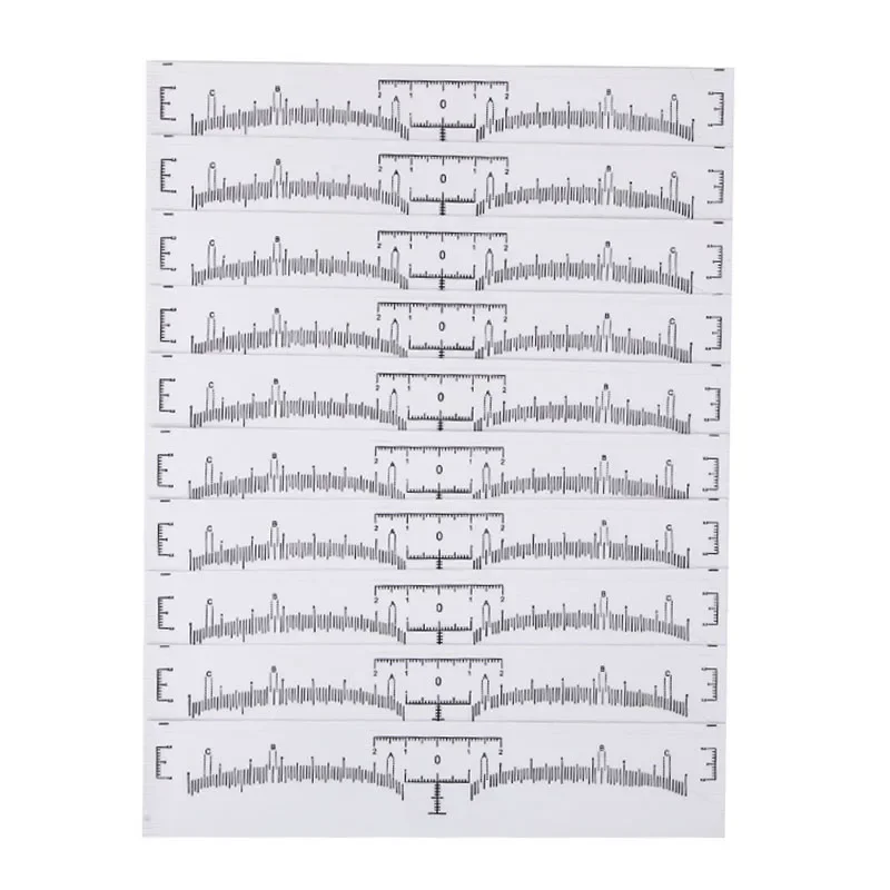 10 pçs descartável tatuagem sobrancelha régua adesivo microblading tatuagem ferramentas de medição para maquiagem permanente