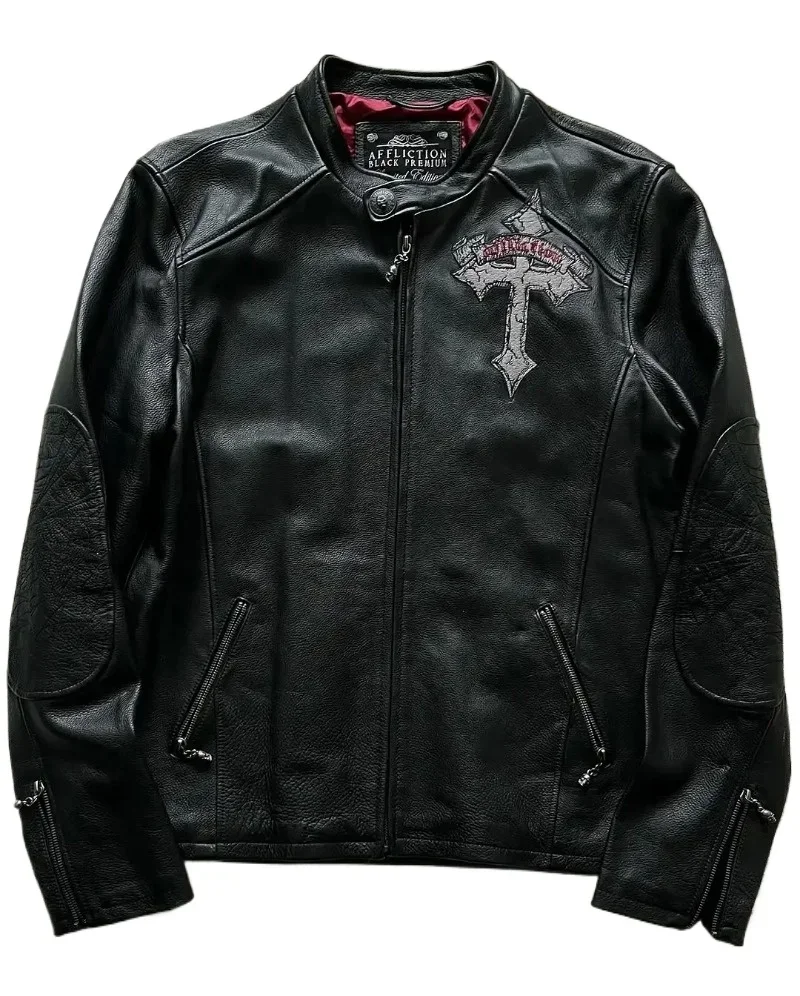 

Affliction Jackets Harajuku New Skull Embroidery Fashion Pu Leather Jacket Men Women Long Sleeve Zipper Jacket Coat Streetwear