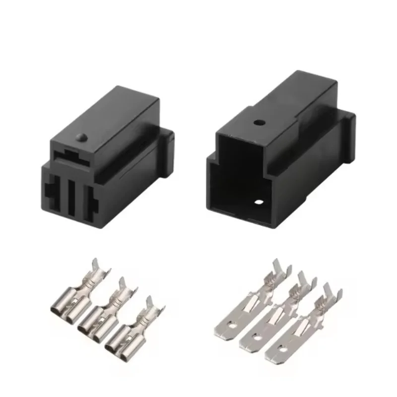 1-20set wire male connector Black female cable connector terminal Terminals 3-pin connector Plugs sockets seal DJ7036-6.3-21/11