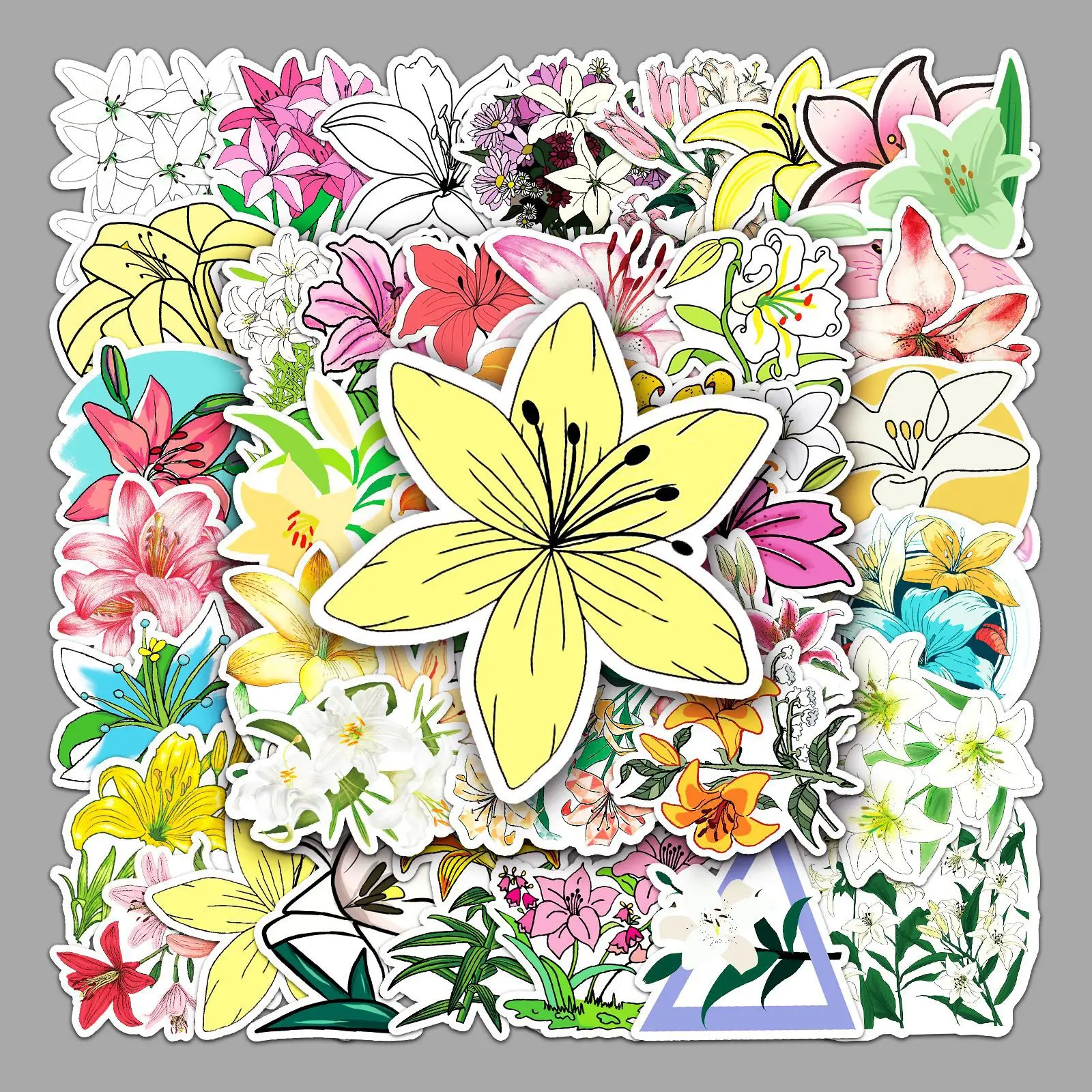 

10/30/50Pcs Lily Flower Graffiti Stickers Cartoon Plant Flower Stickers DIY Guitar Phone Laptop Skateboard Waterproof Stickers