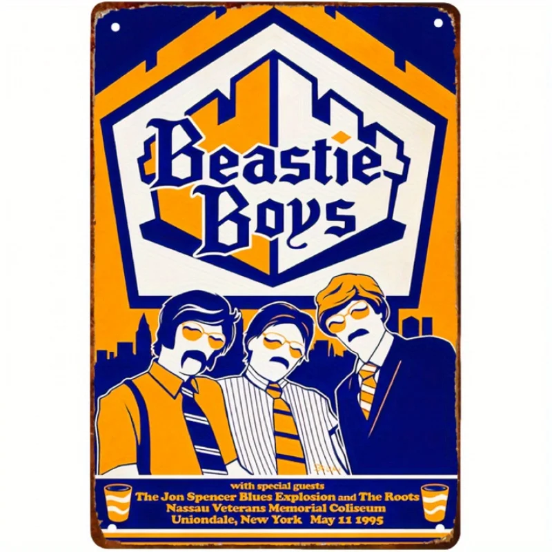 Beastie Boys Retro Concert Metal Sign - Vintage Hip-Hop Wall Art Decor, ches, Durable Tin Sign Suitable for Home, Bar, Music Roo