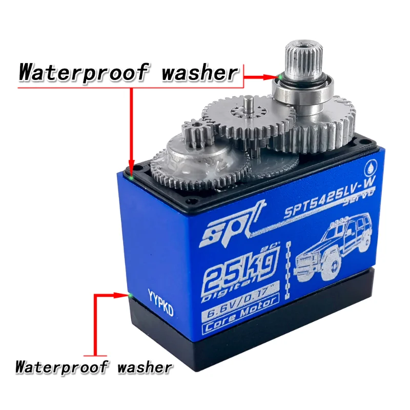 SPT 5425LV-W Waterproof Metal Gear Standard Digital Servo 25kg For 1:10 1:8 RC Car TRX4 Crawler Airplabe Boat Robot Arm 2