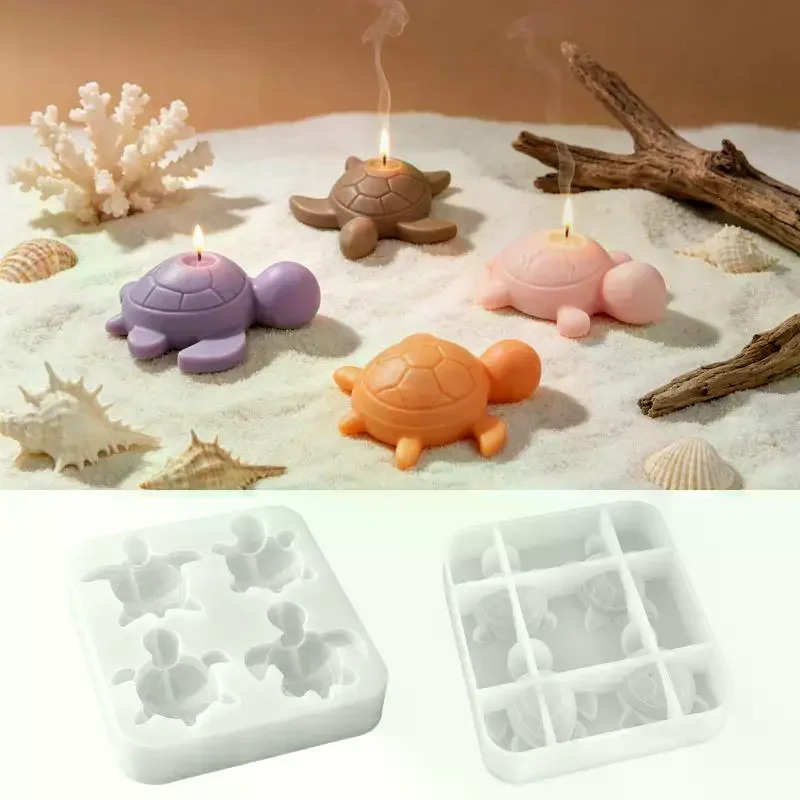 Four Turtles Plaster Silicone Molds DIY Heart Star Texture Shell Ornaments Epoxy Resin Mould Scented Animal Candle Soap Mold