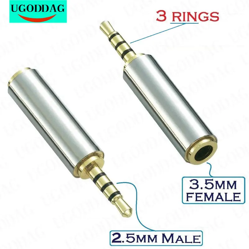 Gniazdo 3.5mm do 2.5mm Adapter Audio 2.5mm męskie do 3.5mm żeńskie złącze wtykowe dla głośnik Aux kabla słuchawki Stereo zestawu słuchawkowego