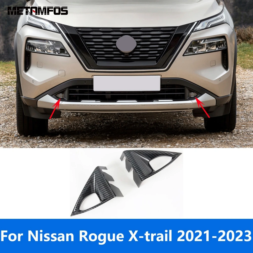 

For Nissan X-trail Xtrail Rogue T33 2021 2022 2023 Carbon Fiber Front Fog Lamp Cover Trim Foglight Frame Protector Accessories