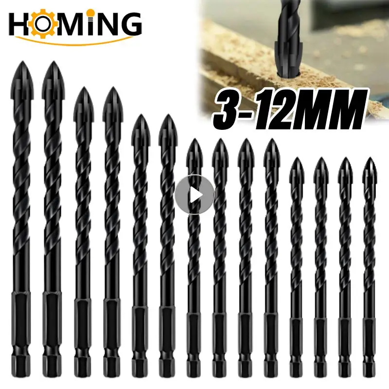 3-12mm Multifunctional Cross Hex Tile Drill Bits Set For Glass Ceramic Concrete Hole Opener Brick Hard Alloy Triangle Bit Tool