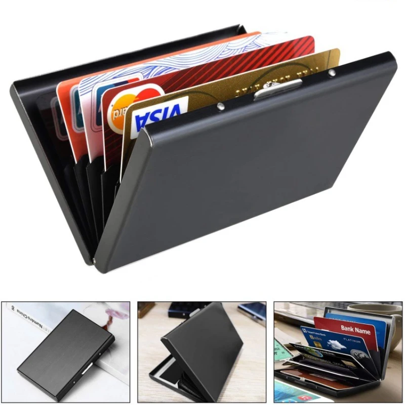 Credit Card Holder Fashion Purse Push Case with Cover for Cards ID Smart Card Business Holder Fashion Mini Stainless Steel  Case