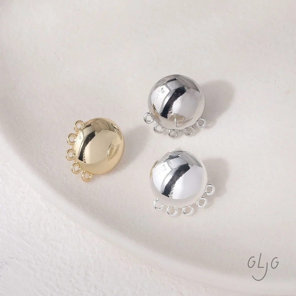 4PCS Round Multiple Hanging Holes Ear Studs Brass Jewelry Findings Making Diy Earrings 14k Gold Plated Accessories 22mm