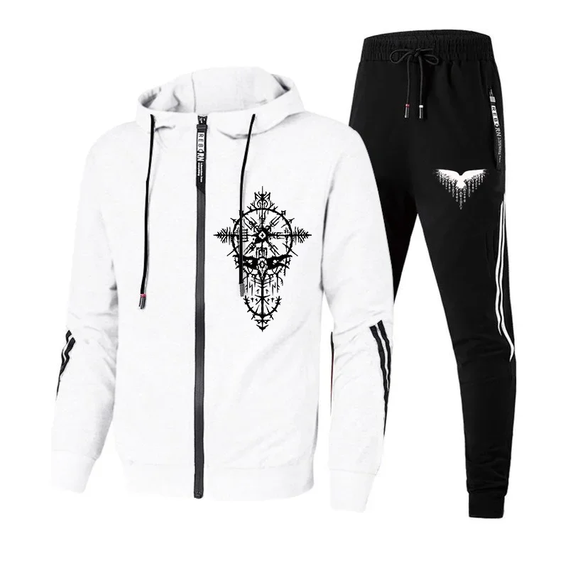 

Autumn Winter Casual Fashion Sportswear Zipper Jackets Jogging Pants 2025 New Arrival Men's Tracksuit Hoodie Sweatpants 2pcs Set