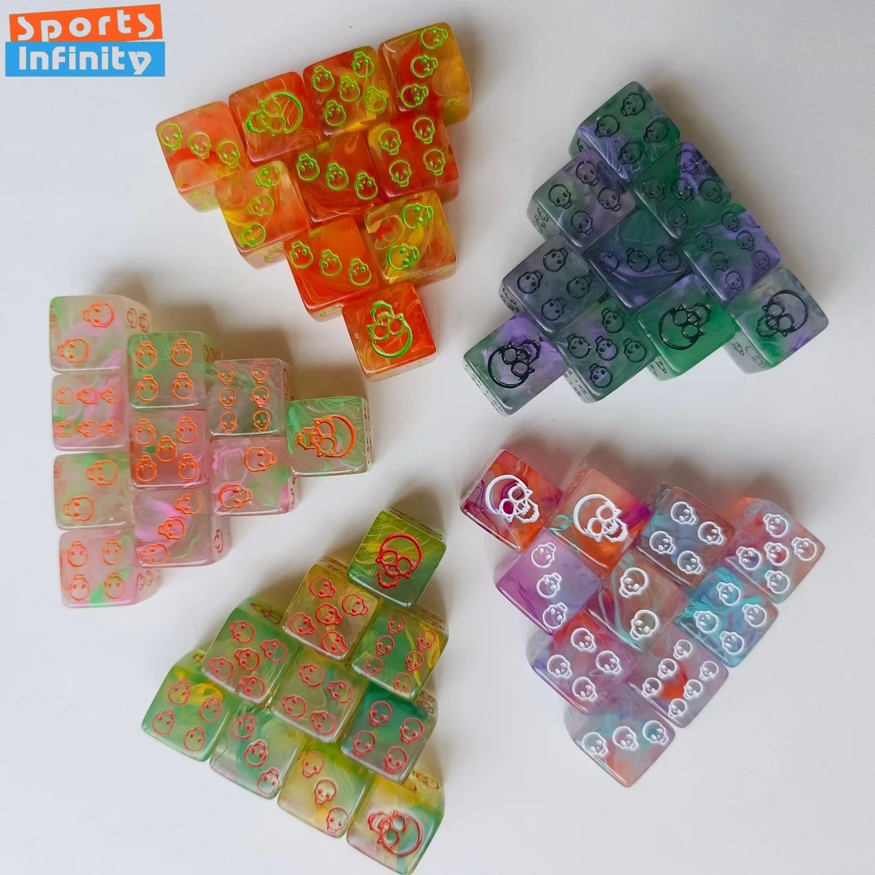 

New 10PCS/set D6 Death Guard Skull D6 Dice Set Acrylic Halloween Wanzhi Card Game Dice Rpg Dnd Board Game Entertainment Dice Kit