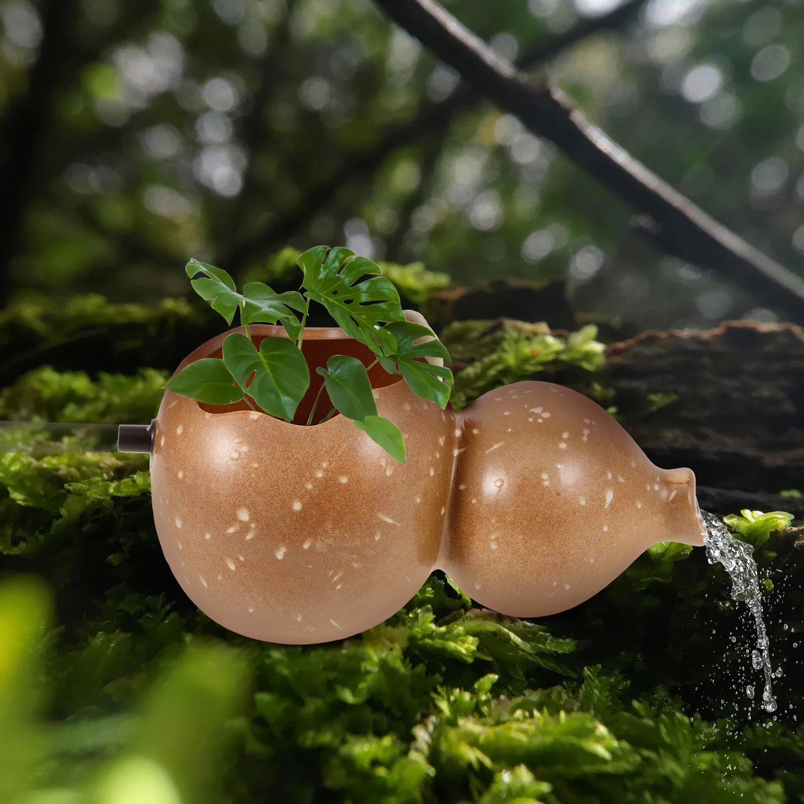 

Small Ceramic Water Fountain Gourd Shape Decorative Outdoor Garden Patio Fountain Spout Waterfall for Fish Tank