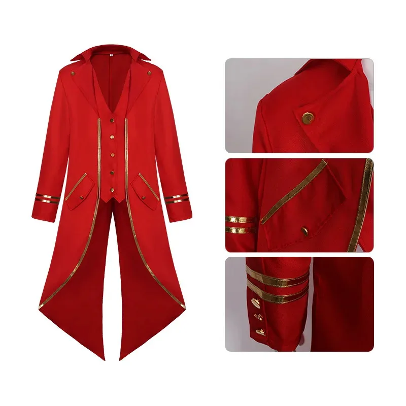 

Classic Men Steampunk Victorian Gothic Medieval Tuxedo Mid-Length Phnom Punk Cosplay Costume Trench Coat Jacket 5ftu^ 5ftu^