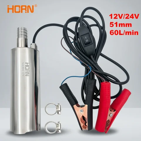 12V/24V 130W Portable DC Submersible Electric Pump For Diesel Fuel Delivery Water Sewage Suction Transfer Electric Pump 60L/Min