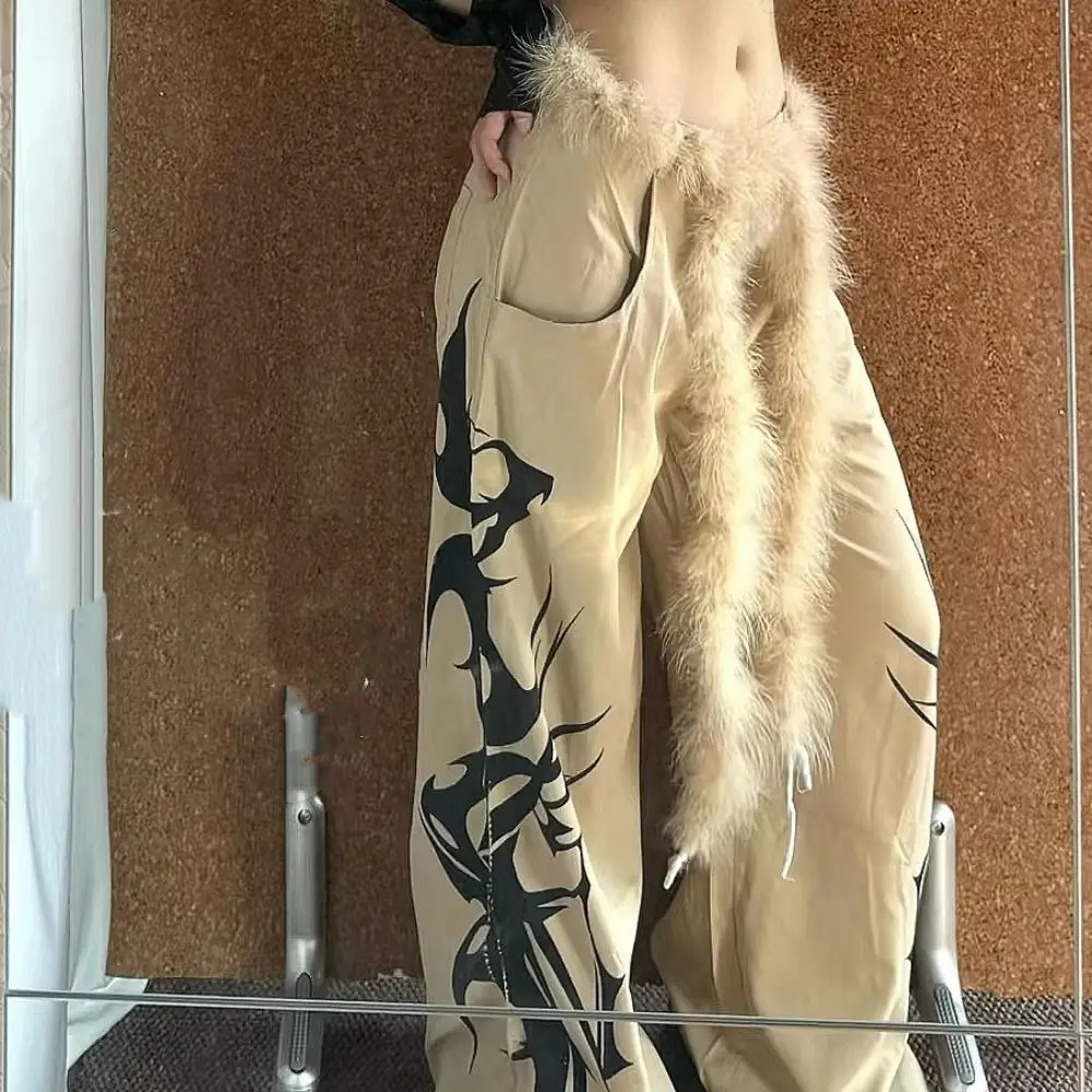 

Винтажный длинный меховой пояс Y2k, пушистый меховой пояс в стиле панк, хип-хоп, уличные танцы, джинсовый ремень, аксессуары на талию