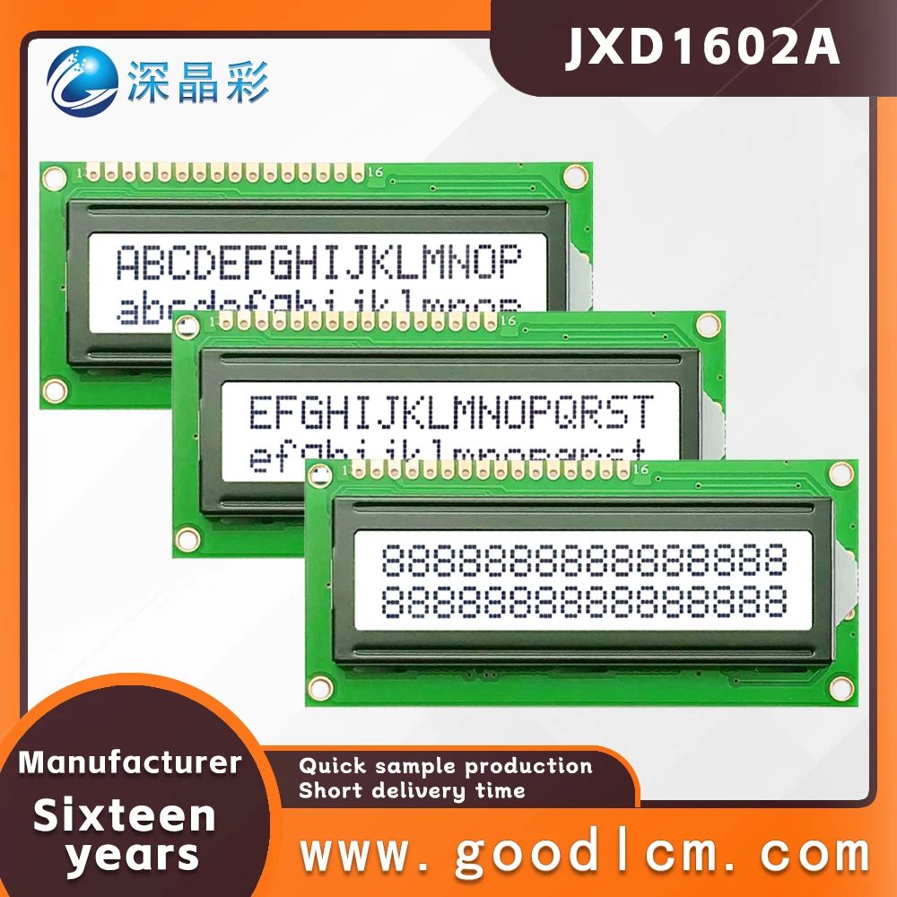 quality Small size characters display module JXD1602A FSTN White Positive lcd 16X2 dot matrix display 5.0V and 3.3V optional