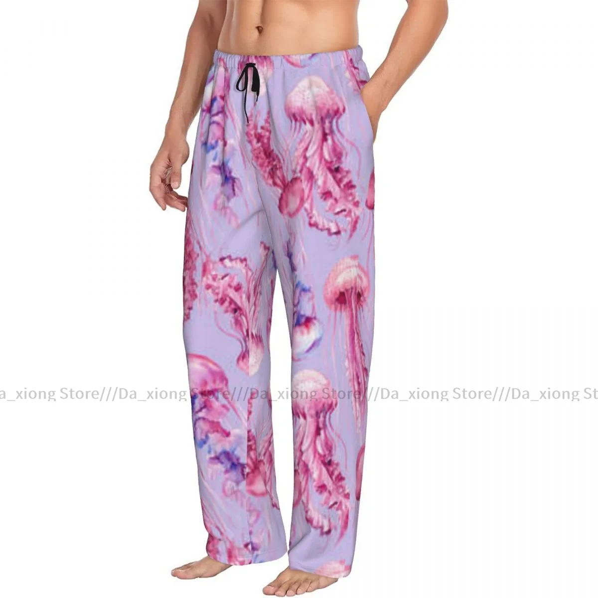 Men's Casual Pajama Sleeping Pants Jellyfish Illustration Lounge Loose Trousers Comfortable Nightwear