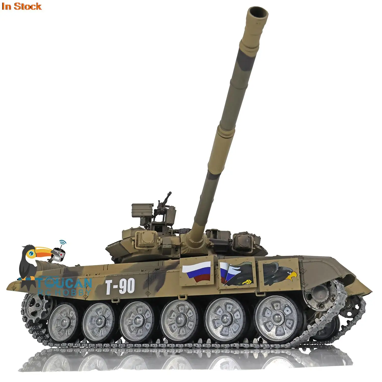 HENG LONG 1/16 7.0 T90 Tanque con control remoto 3938 360 °   Pistas de Metal de torreta con enlaces, caja de cambios de acero de ojo rojo, juguetes del ejército TH17856