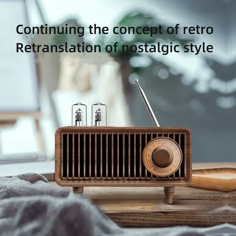 B9 Retro Vacuum Tube Bluetooth Speaker Wireless Desktop Sound Column Portable Super Bass Subwoofer with Light FM Radio DSP/AUX