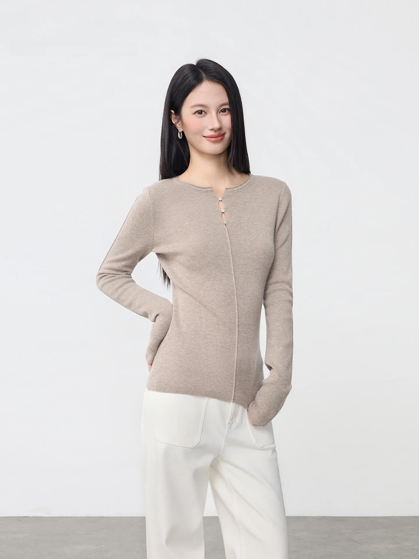 

Moprobably Premium Wool Knitted Sweater Simple Versatile Base Layer Overhead Wool Knit Top Slim Fit Inner Wear Top