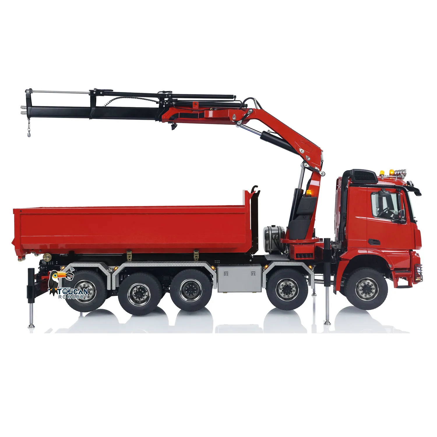 1/14 RC Hydraulic Metal Crane Truck 10x10 Model Tandem XE Lite Remote Control Full Dumper Lorry Car Rear Axle Lifting Sound