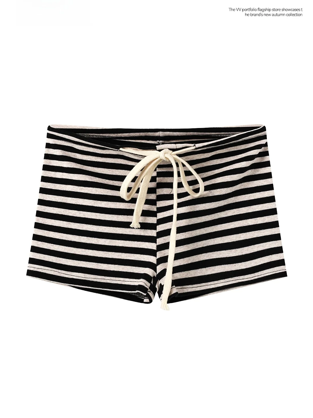 

American Style Hot Girl Fashion Striped Drawstring Slimming Shorts Women Summer Small Size Sexy Butt Lifting Pants