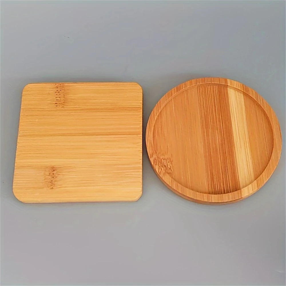 1 Vintage-Style Wooden Solid-Color Coffee Coaster, Household