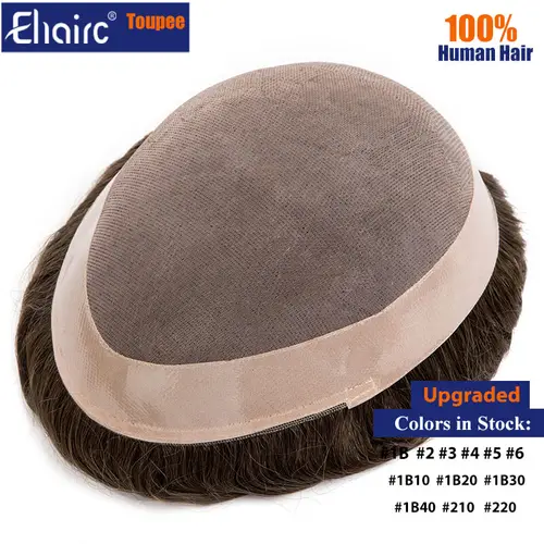 Prótesis capilar Mono para hombres, pelucas de cabello Natural para hombres, prótesis de cabello humano masculino de 6 "", peluquín duradero para hombres