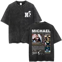 Camiseta Vintage lavada de Michael Jackson King of Pop para hombre y mujer, camisetas Retro de Rock gótico, camisetas Punk de gran tamaño, ropa de calle