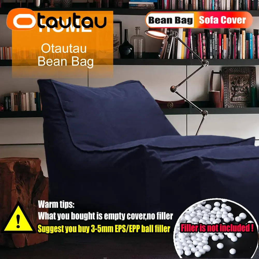 OTAUTAU Outdoor Waterproof Oxford Chaise Lounge Pouf Cover No Filler Garden Beach Camp Beanbag Sofa Bed Puff Salon Ottoman SF062