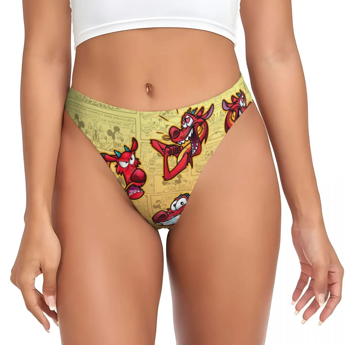 Custom Mushu Dragon Mulan G-string Thong Womens Breathable Stretch Panties Underwear