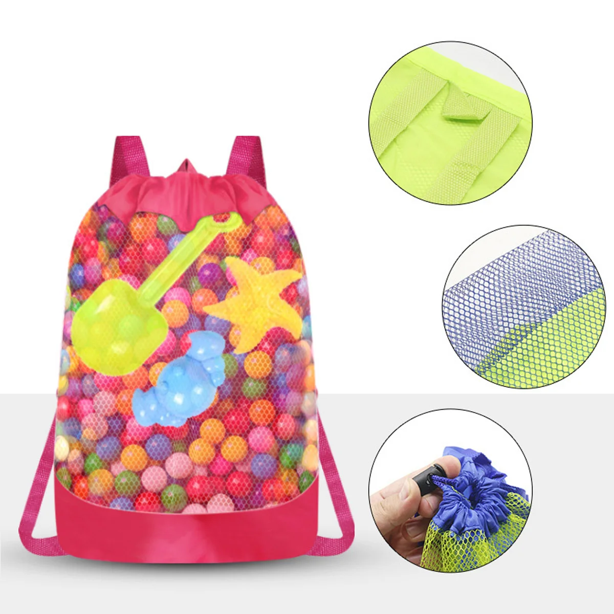 1PC Strand Tasche Faltbare Tragbare Mesh Schwimmen Tasche Strand Spielzeug Körbe Lagerung Tasche Im Freien Schwimmen Wasserdichte Taschen Trockenen Sack