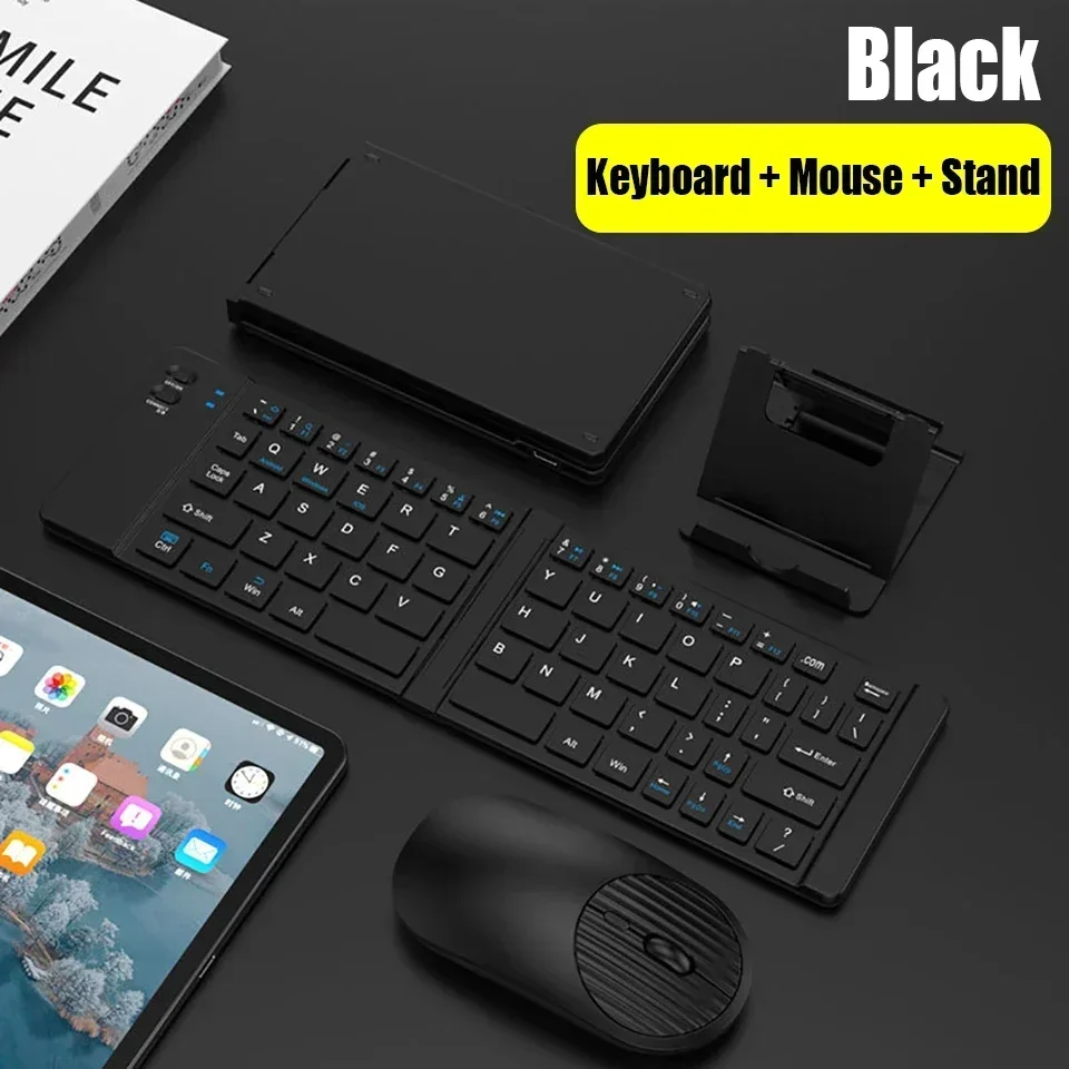 

Mini Wireless Bluetooth Mobile Phone Ultra-Thin Foldable 2.4G Keyboard Mouse Set Rechargable for Windows Android Harmony OS