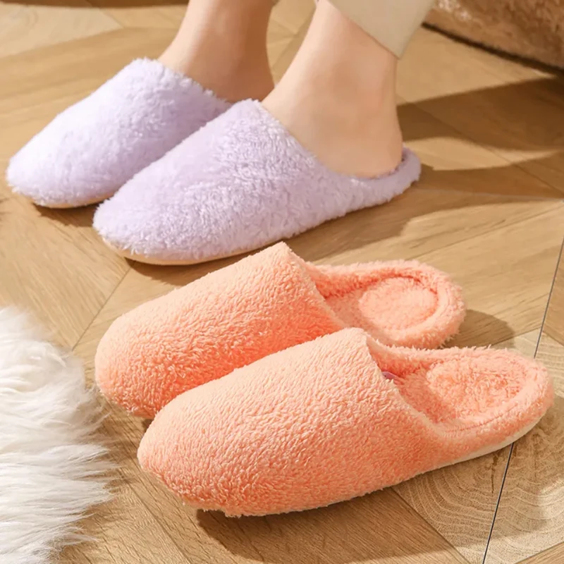 Winter Unisex Fluffy Home Slippers Soft Lightweight Warm Bedroom Shoes Anti Slip Comfortable Indoor Slides Chaussure Femme