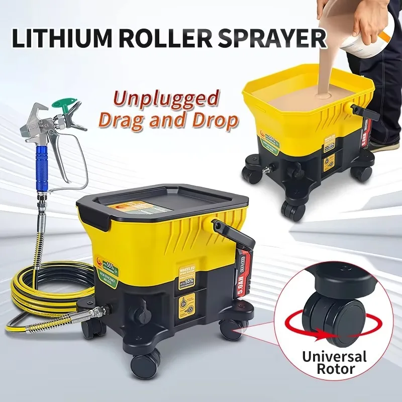 Long Working Time 360° Rotatable Lithium Wheeled Sprayer High Capacity 500 Watt Airless Sprayer Spray Painting