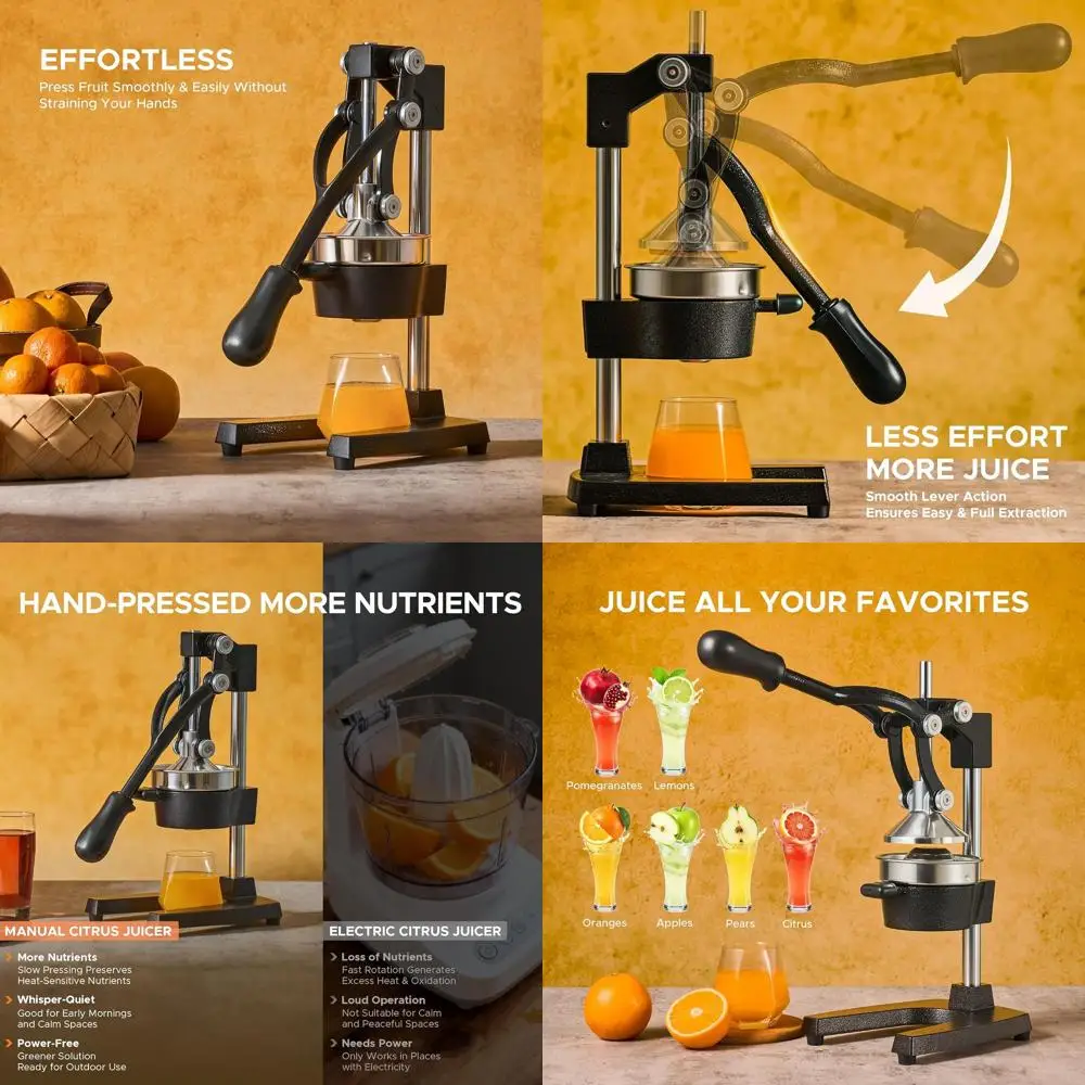 

Прочная чугунная ручная соковыжималка для цитрусовых — профессиональный пресс для апельсинов, лимонов, гранатов, черный