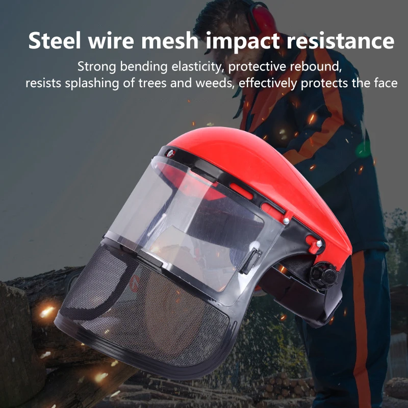 Safety Head-Mounted PVC Protective Mask Anti Splashing Grass Anti Dust Mask For Cutting Hat Avoid Face Screen Protection Mask