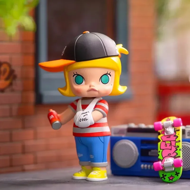 Pop Mart Molly My Childhood Series figura de acción de Anime Guess Bag adorno figuritas decoración del hogar muñecas de escritorio modelo regalo